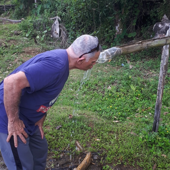 Drinking fresh spring water near Baracoa