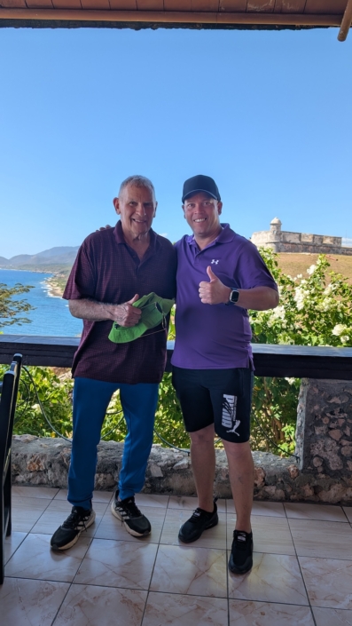 Leo and I outside Castillo del Moro in Santiago de Cuba