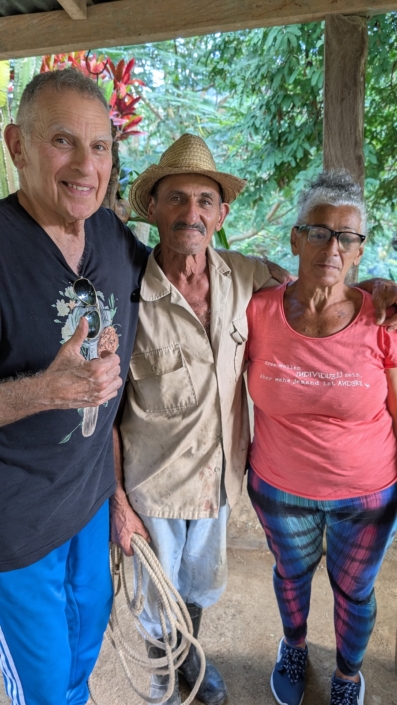 On the farm with Jose Manuel and Mercedes