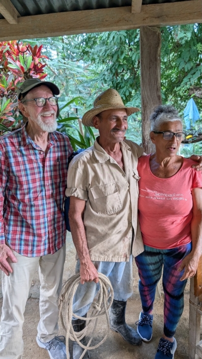 Our client Kent with Jose Manuel and Mercedes on their farm Our client Kent with Jose Manuel and Mercedes on their farm